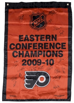 2009-10 Eastern Conference Champions Philadelphia Flyers Banner With 18 Signatures From The 2010-11 Flyers (SGC)
